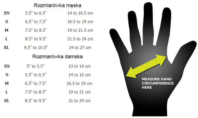 rozmiarówka rękawic rome